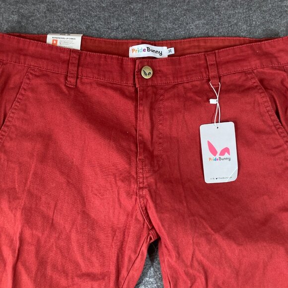 NWT Pride Bunny Pants Mens 36 Clay Red Rainbow Lining - Picture 2 of 13